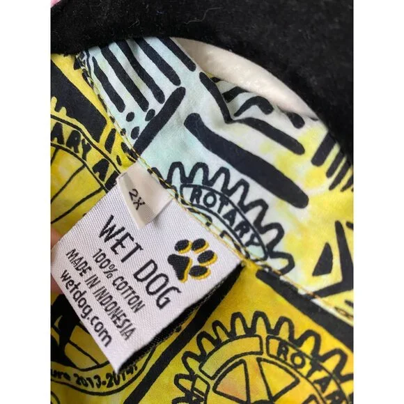 Wet Dog Mens Short Sleeve Hawaiian Shirt 2X‎ Colorful Geometric Tribal Design - Picture 3 of 13